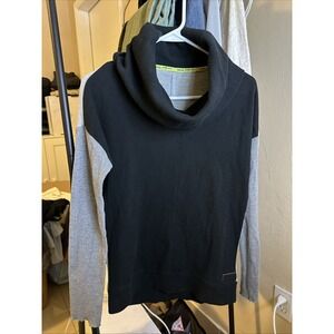 Kensie Performance Gray & Black Thermal Pullover Cowl Neck Activewear Top Size S